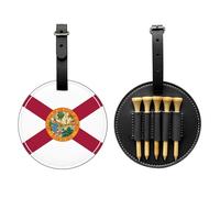 WXZYFP Sac de rangement pour tees de golf en cuir PU imprimé d'un seul côté, motif drapeau de la Floride, design à 5 points avec clip ceinture de 20 cm.