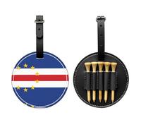WXZYFP Sac de rangement pour tees de golf en cuir PU imprimé d'un seul côté, motif drapeau du Cap-Vert avec clip ceinture de 20 cm.