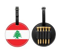 WXZYFP Sac de rangement pour tees de golf en cuir PU imprimé d'un seul côté, motif drapeau du Liban, design à 5 points avec clip ceinture de 20 cm.