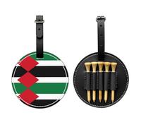 WXZYFP Sac de rangement pour tees de golf en cuir PU imprimé sur un seul côté, motif drapeau de l'État de Palestine, design à 5 points avec clip ceinture de 20 cm.