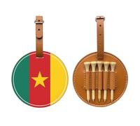 WXZYFP Sac de rangement pour tees de golf en cuir synthétique imprimé d'un seul côté, motif drapeau du Cameroun marron, 5 points avec clip ceinture de 20 cm.