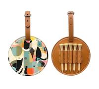 WXZYFP Sac de rangement pour tees de golf en cuir synthétique imprimé sur un seul côté, motif chat moderne du milieu du siècle, design à 5 punaises avec un clip ceinture de 20 cm.