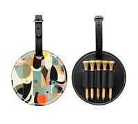WXZYFP Sac de rangement pour tees de golf en cuir synthétique imprimé sur un seul côté, motif chat moderne du milieu du siècle, design à 5 points avec un clip ceinture de 20 cm.