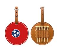 WXZYFP Sac de rangement pour tees de golf en cuir synthétique imprimé sur un seul côté, motif drapeau de l'État du Tennessee, design à 5 points avec un clip ceinture de 20 cm.
