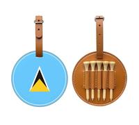 WXZYFP Sac de rangement pour tees de golf en cuir synthétique imprimé sur un seul côté, motif drapeau de Sainte-Lucie marron, 5 points avec clip ceinture de 20 cm.