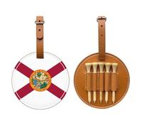 WXZYFP Sac de rangement pour tees de golf en cuir synthétique imprimé sur un seul côté, motif drapeau de la Floride, design à 5 points avec clip ceinture de 20 cm.
