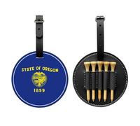 WXZYFP Sac de rangement pour tees de golf en cuir synthétique imprimé sur un seul côté, motif drapeau de l'État de l'Oregon, design à 5 points avec un clip ceinture de 20 cm.