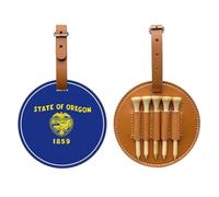 WXZYFP Sac de rangement pour tees de golf en cuir synthétique imprimé sur un seul côté, motif drapeau de l'État de l'Oregon, design à 5 agrafes avec un clip ceinture de 20 cm.