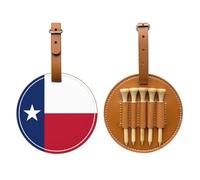 WXZYFP Sac de rangement pour tees de golf en cuir synthétique imprimé sur un seul côté, motif drapeau du Texas marron, 5 points avec clip ceinture de 20 cm.