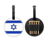 WXZYFP Sac de rangement pour tees de golf en cuir synthétique imprimé sur un seul côté, motif drapeau israélien, design à 5 points avec clip ceinture de 20 cm.