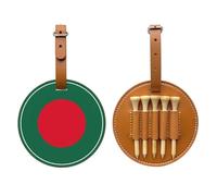 WXZYFP Sac de rangement pour tees de golf en cuir synthétique imprimé sur un seul côté, motif drapeau du Bangladesh, 5 points avec clip ceinture de 20 cm.