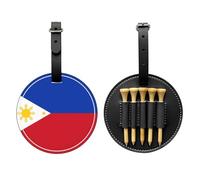 WXZYFP Sac de rangement pour tees de golf en cuir synthétique imprimé sur un seul côté, motif drapeau des Philippines, design à 5 points avec clip ceinture de 20 cm.