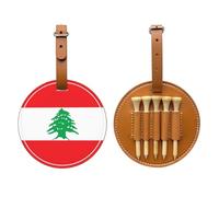 WXZYFP Sac de rangement pour tees de golf en cuir synthétique imprimé sur un seul côté, motif drapeau du Liban marron, 5 points avec clip ceinture de 20 cm.