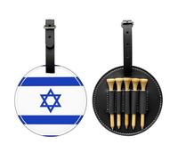 WXZYFP Sac de rangement pour tees de golf en cuir synthétique imprimé sur un seul côté, motif drapeau israélien, design à 5 points avec clip ceinture de 20 cm.