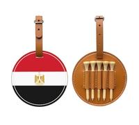 WXZYFP Sac de rangement pour tees de golf en cuir synthétique imprimé sur un seul côté, motif drapeau égyptien marron, 5 points avec un clip ceinture de 20 cm.