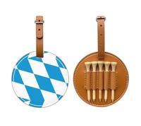 WXZYFP Sac de rangement pour tees de golf en cuir synthétique imprimé sur un seul côté, motif drapeau bavarois marron, 5 points avec clip ceinture de 20 cm.