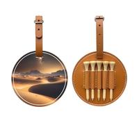 WXZYFP Sac de rangement pour tees de golf en cuir synthétique imprimé sur un seul côté, motif étoiles du désert marron, 5 points avec un clip ceinture de 20 cm.