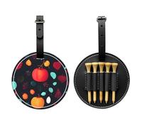 WXZYFP Sac de rangement pour tees de golf en cuir synthétique imprimé sur un seul côté, motif fleurs citrouilles, noir, 5 points avec clip ceinture de 20 cm.