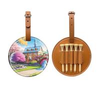 WXZYFP Sac de rangement pour tees de golf en cuir synthétique imprimé sur un seul côté, motif licorne conte de fées marron, 5 points avec clip ceinture de 20 cm.
