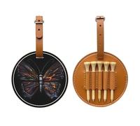 WXZYFP Sac de rangement pour tees de golf en cuir synthétique imprimé sur un seul côté, motif papillon mystérieux marron, 5 points avec un clip ceinture de 20 cm.