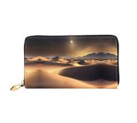 WXZYFP Sahara Desert Leather Long portefeuille avec impression double face, matériau en cuir microfibre, unisexe, imperméable et durable, noir, taille unique