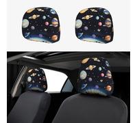 WXZYFP Saturn Jupiter Earth Lot de 2 housses pour appuie-tête de voiture, convient à la plupart des voitures, fermeture par bande élastique, installation directe, facile à démonter