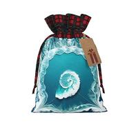 WXZYFP Sea of Love Colorblock Sac cadeau en lin avec cordon de serrage, 100 % polyester, adapté pour emballage cadeau de Noël