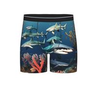 WXZYFP Sharks under the sea Slip homme stretch confortable imprimé all-over respirant et léger en tissu stretch doux Noir