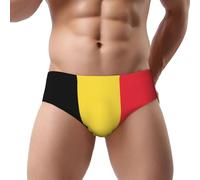 WXZYFP Slip drapeau de Belgique pour homme avec design tridimensionnel en forme de U, soutien libre et taille élastique., Noir/blanc, Large Short