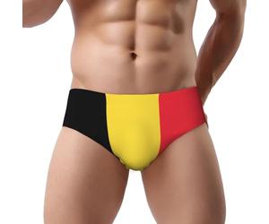 WXZYFP Slip drapeau de Belgique pour homme avec design tridimensionnel en forme de U, soutien libre et taille élastique., Noir/blanc, Large Short