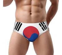 WXZYFP Slip drapeau de la République de Corée pour homme avec design tridimensionnel en forme de U, soutien libre et taille élastique., Noir/blanc, 3X-Large Short