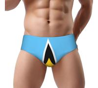 WXZYFP Slip drapeau de Sainte-Lucie pour homme avec design tridimensionnel en forme de U, soutien libre et taille élastique., Noir/blanc, 3X-Large Short