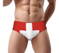 WXZYFP Slip drapeau suisse pour homme avec design tridimensionnel en forme de U, soutien libre et taille élastique., Noir/blanc, Medium Short