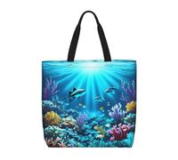 WXZYFP Sous-marin Coral Rays C'est un sac pratique à une épaule, adapté pour le shopping, les voyages et les besoins de la vie quotidienne, noir, taille unique