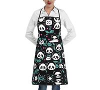 WXZYFP Tablier de cuisine imprimé avec visage mignon de panda, imperméable et résistant à l'huile, peinture de barbecue de chef, blanc, taille unique