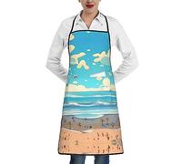 WXZYFP Tablier de cuisine imprimé de dessin animé de plage, imperméable et résistant à l'huile, peinture de barbecue de chef