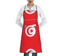 WXZYFP Tablier de cuisine imprimé drapeau tunisien, imperméable et résistant à l'huile, peinture de barbecue de chef