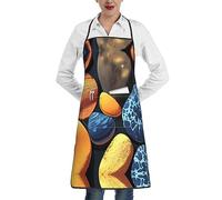 WXZYFP Tablier de cuisine imprimé galets jaunes, imperméable et résistant à l'huile, peinture de barbecue de chef, blanc, taille unique