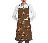 WXZYFP Tablier de cuisine imprimé gâteau carré chocolat imperméable et résistant à l'huile, peinture de barbecue de chef, blanc, taille unique