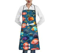WXZYFP Tablier de cuisine imprimé poisson sous-marin imperméable et résistant à l'huile, peinture de barbecue de chef