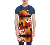WXZYFP Tablier vintage en bois avec poches, motif drapeau du Maryland imprimé sur un seul côté, pour adultes, une bonne aide pour cuisiner dans la cuisine