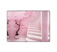 WXZYFP Tapis antidérapant en flanelle antidérapant, absorbant, doux, convient pour le salon et la chambre à coucher, motif fleurs de cerisier blanc, 203,2 x 147,3 cm