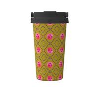 WXZYFP Tasse à café froide portable avec visage amusant de pêche, acier inoxydable 304, facile à transporter, ouverture en une seule touche du couvercle de la tasse, pratique pour boire