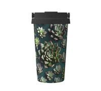 WXZYFP Tasse à café froide portable de nombreuses plantes grasses, acier inoxydable 304, facile à transporter, ouverture en une seule touche du couvercle de la tasse, pratique pour boire