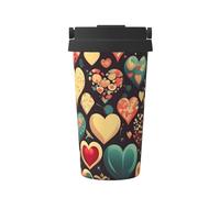 WXZYFP Tasse à café froide portable en forme de cœur en acier inoxydable 304, facile à transporter, ouverture en une seule touche du couvercle de la tasse, pratique pour boire
