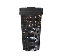 WXZYFP Tasse à café froide portable en forme de cœur mystérieux noir, acier inoxydable 304, facile à transporter, ouverture en une seule touche du couvercle de la tasse, pratique pour boire
