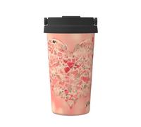 WXZYFP Tasse à café froide portable en forme de cœur rouge, acier inoxydable 304, facile à transporter, ouverture en une seule touche du couvercle de la tasse, pratique pour boire