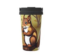 WXZYFP Tasse à café froide portable en forme d'écureuil mangeur de noix, acier inoxydable 304, facile à transporter, ouverture en une seule touche du couvercle de la tasse, pratique pour boire