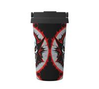 WXZYFP Tasse à café froide portable rouge et noir Evil Ghost, acier inoxydable 304, facile à transporter, ouverture en une seule touche du couvercle de la tasse, pratique pour boire