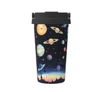 WXZYFP Tasse à café froide portable Saturne Jupiter Earth, acier inoxydable 304, facile à transporter, ouverture en une seule touche du couvercle de la tasse, pratique pour boire